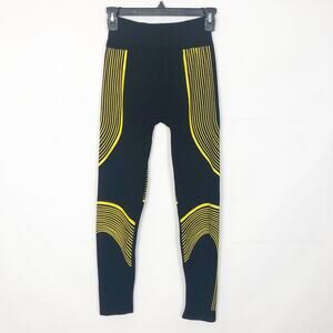 Women's High Rise Athleisure Black/Yellow Leggings Size XS